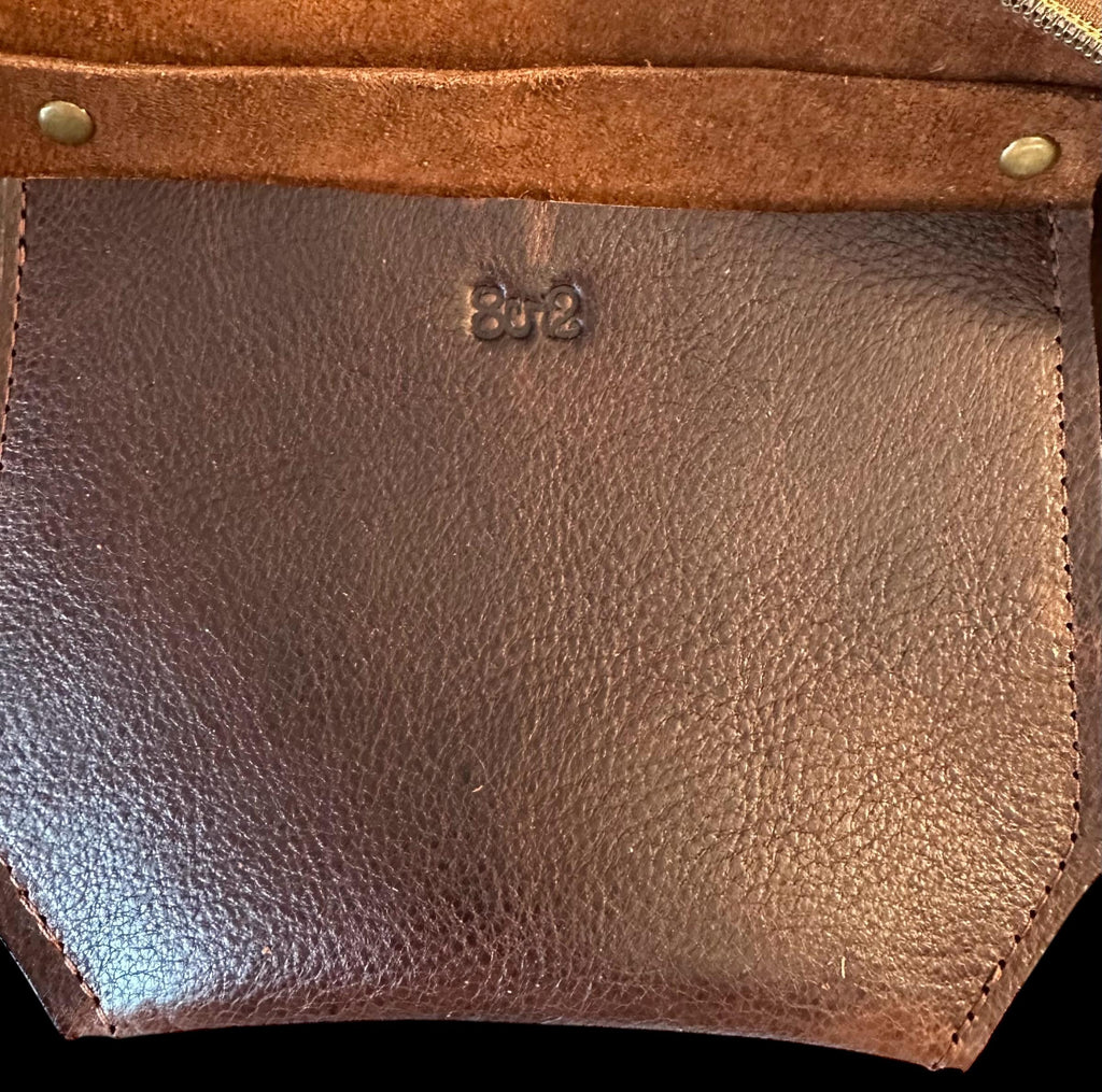 Handcrafted Full Grain Leather Zipper Crossbody Bag: Brown Dog Mini Stevie Purse