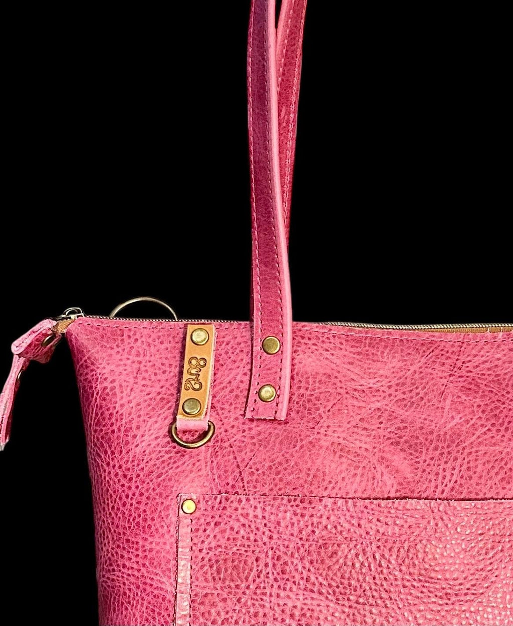 Full Grain Real Leather Zipper Pink Dog Hartlee Crossbody or Shoulder Bag Purse