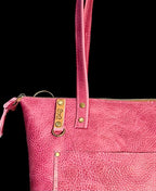 Full Grain Real Leather Zipper Pink Dog Hartlee Crossbody or Shoulder Bag Purse