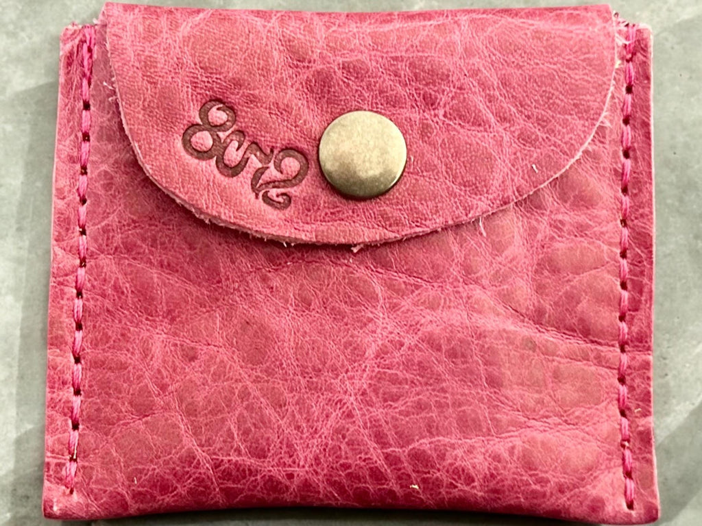 Real Genuine Authentic Leather Pink Dog Trudy Wallet & Hazel Coin Pouch