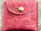 Real Genuine Authentic Leather Pink Dog Trudy Wallet & Hazel Coin Pouch