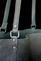 Full Grain Authentic Real Leather Black Dog Leather Bazzar Tote Bags