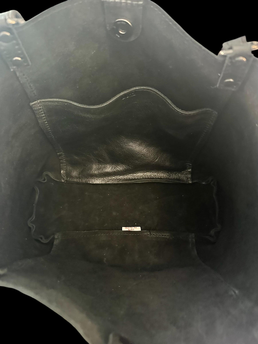 Full Grain Authentic Real Leather Black Dog Leather Bazzar Tote Bags
