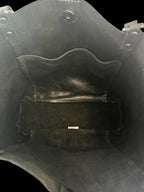 Full Grain Authentic Real Leather Black Dog Leather Bazzar Tote Bags