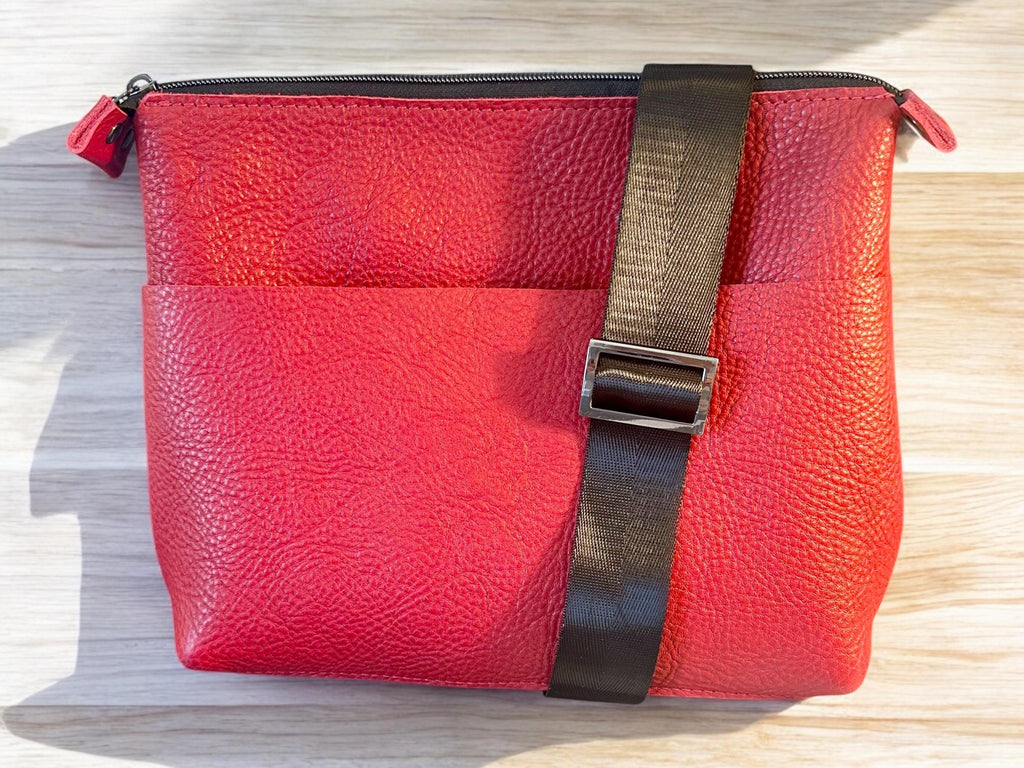 Handcrafted Full Grain Leather Crossbody Bag - Red Mini Stevie Purse