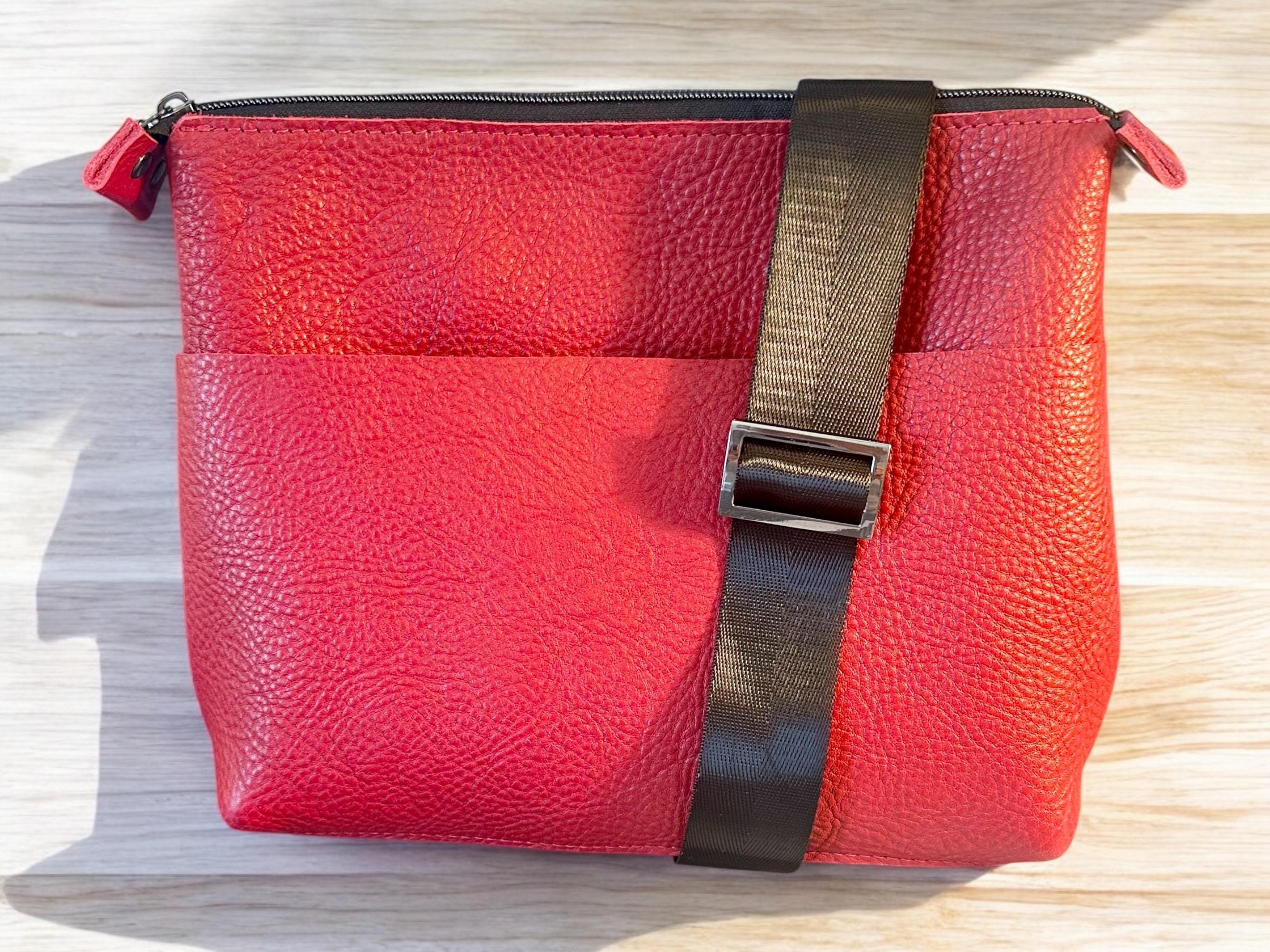 Handcrafted Full Grain Leather Crossbody Bag - Red Mini Stevie Purse