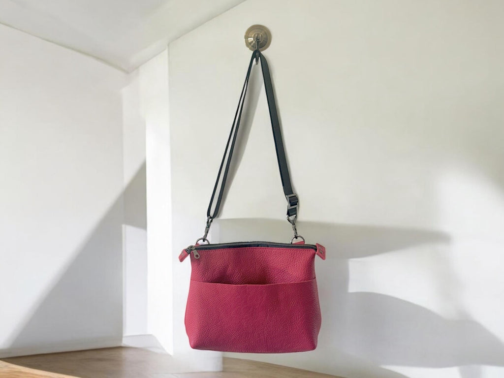 Handcrafted Full Grain Leather Crossbody Bag - Red Mini Stevie Purse