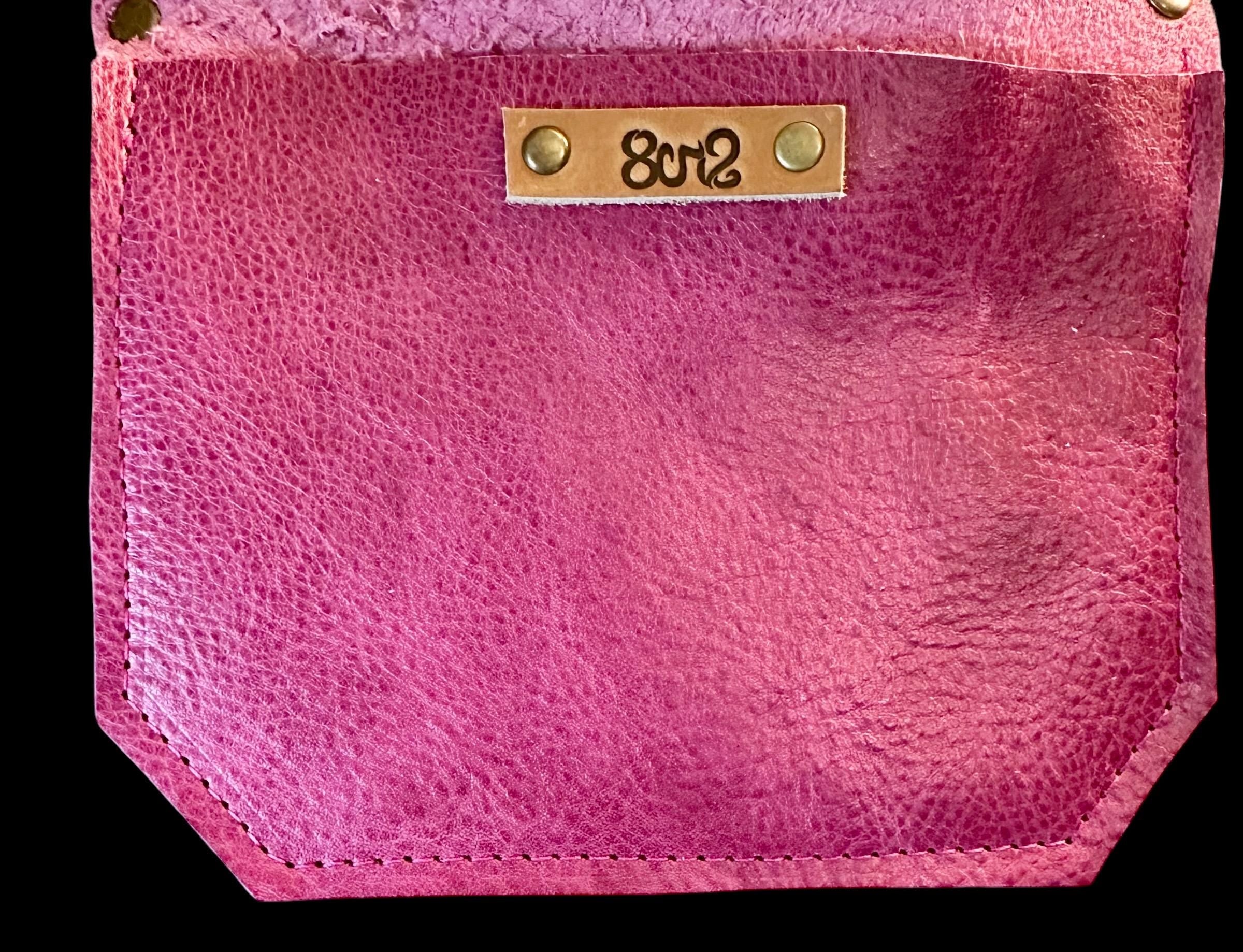 Handcrafted Full Grain Leather Zipper Crossbody Bag - Pink Dog Mini Stevie Purse