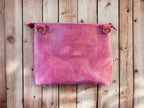Handcrafted Full Grain Leather Zipper Crossbody Bag - Pink Dog Mini Stevie Purse