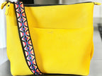 Handcrafted Full Grain Leather Crossbody Bag - Sunshine Yellow Pebbled Purse