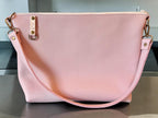Full Grain Leather Zipper Pebbled Pasa Pink Penny Shoulder Bag Purse or Crossbody Bag