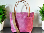 Full Grain Real Leather Zipper Pink Dog RokStar Crossbody or Shoulder Bag Purse
