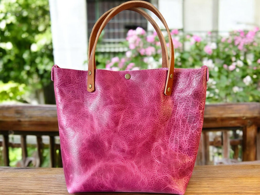 Full Grain Real Leather Zipper Pink Dog RokStar Crossbody or Shoulder Bag Purse