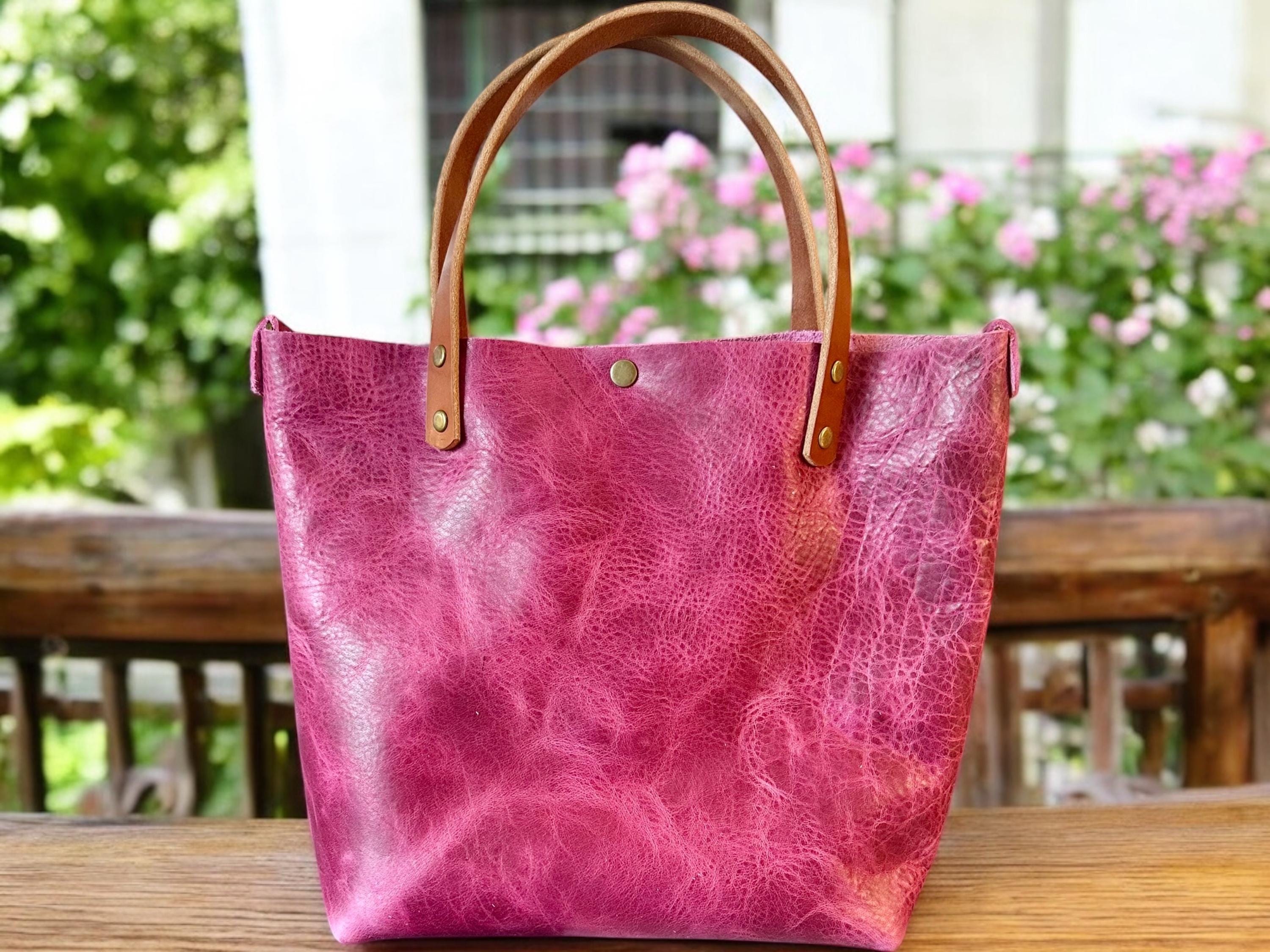 Full Grain Real Leather Zipper Pink Dog RokStar Crossbody or Shoulder Bag Purse