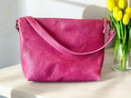 Full Grain Leather Zipper Pink Dog Penny Shoulder Bag Purse or Crossbody Bag