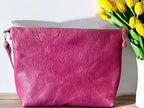 Full Grain Leather Zipper Pink Dog Penny Shoulder Bag Purse or Crossbody Bag