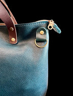 Full Grain Real Leather Zipper Dark Teal RokStar Crossbody or Shoulder Bag Purse