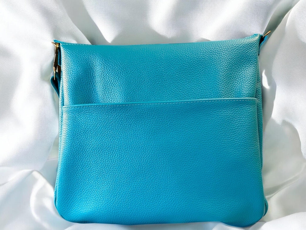 Full Grain Leather Zipper Aruba Boho Crossbody Bag Shoulder Purse - Large