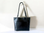 Full Grain Authentic Real Leather Black Dog Leather Bazzar Tote Bags