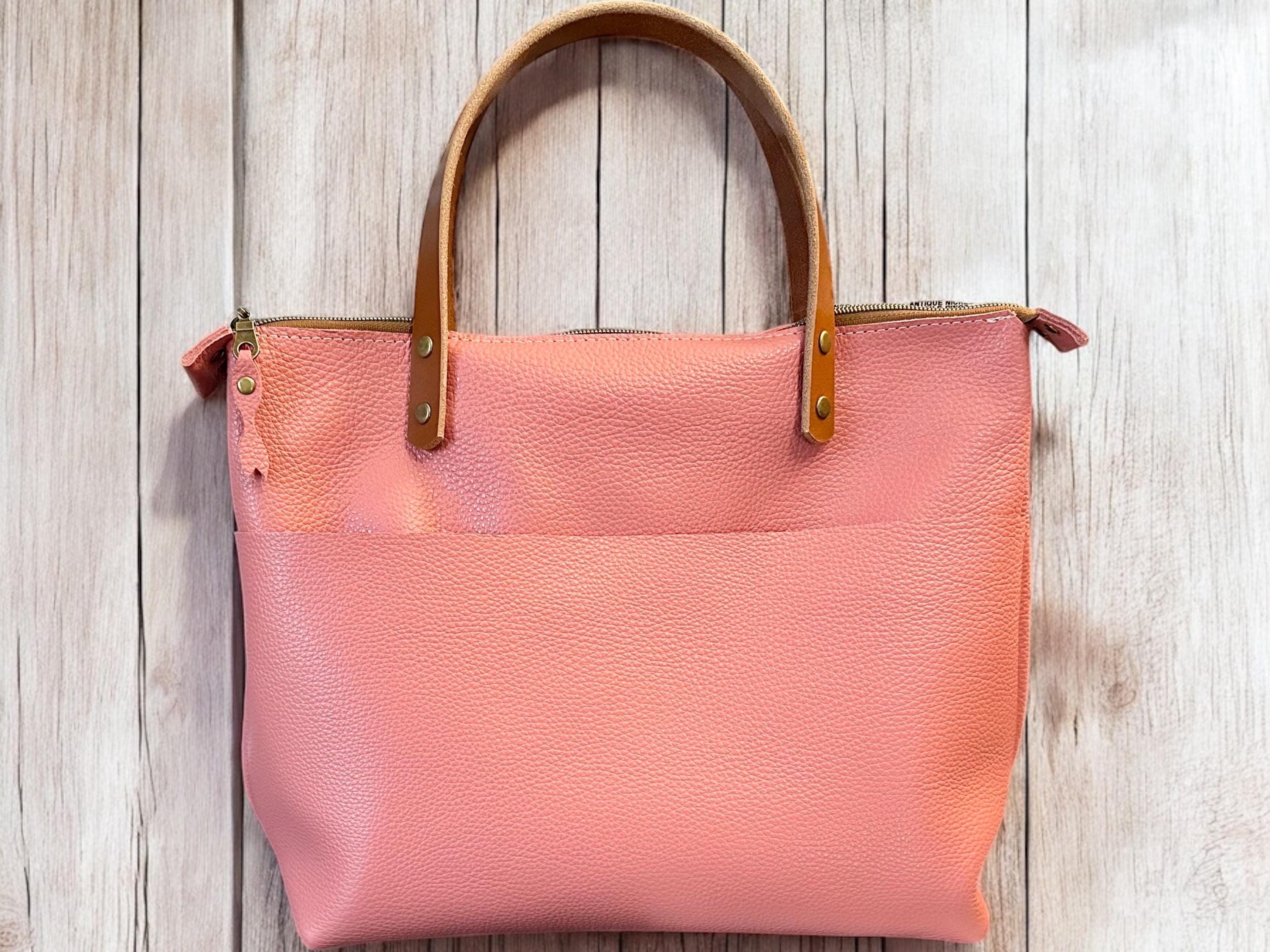 Full Grain Leather Zipper Pebbled Blush Pink Super Stevie Crossbody or Shoulder Bag Purse