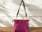Handcrafted Full Grain Leather Zipper Crossbody Bag - Pink Dog Mini Stevie Purse