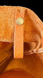 Full Grain Real Leather Autumn Orange Dog Hartlee Crossbody or Shoulder Bag Purse
