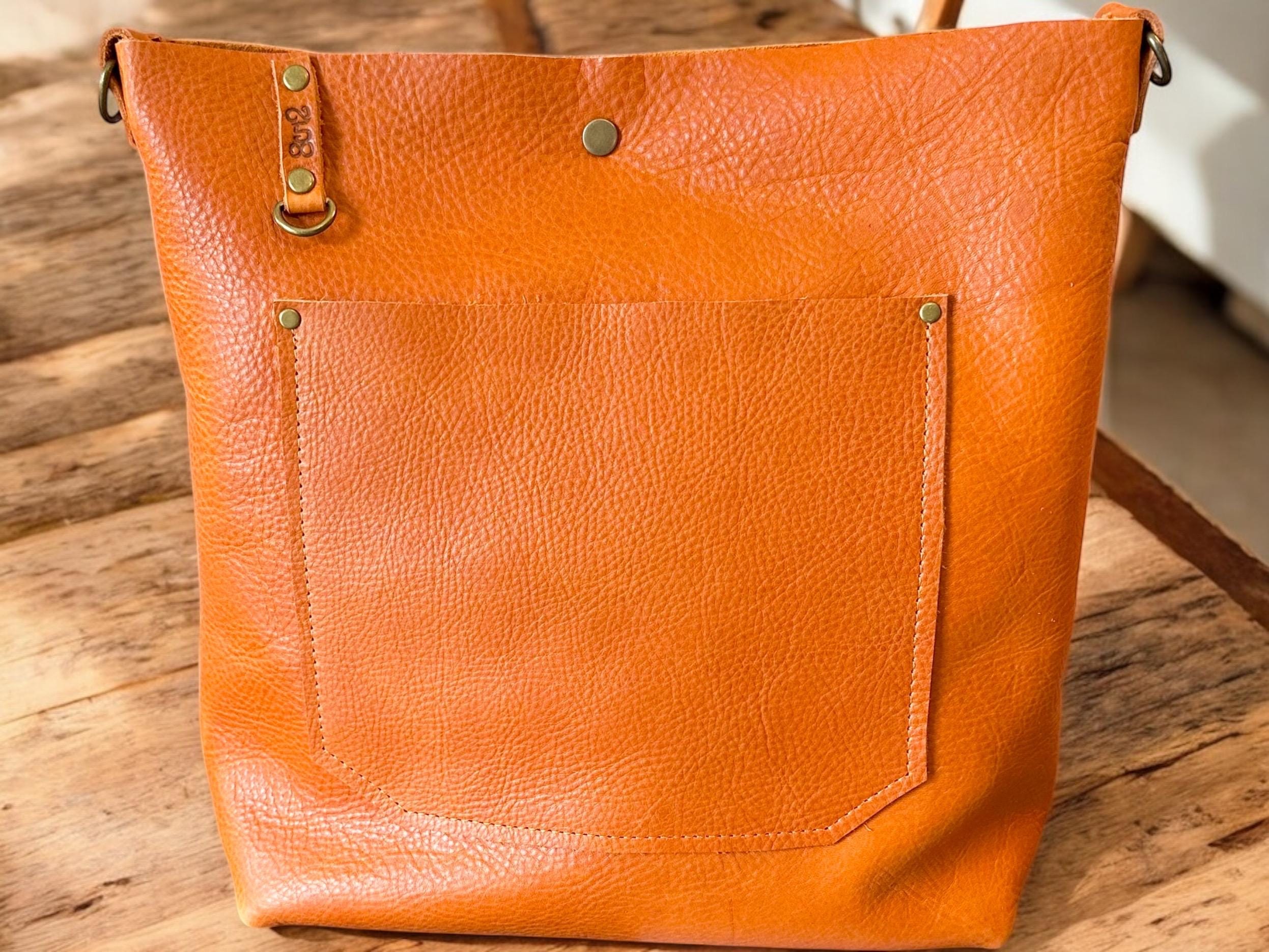 Full Grain Real Leather Autumn Orange Dog Hartlee Crossbody or Shoulder Bag Purse