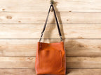 Full Grain Real Leather Autumn Orange Dog Hartlee Crossbody or Shoulder Bag Purse