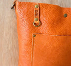 Full Grain Real Leather Autumn Orange Dog Hartlee Crossbody or Shoulder Bag Purse