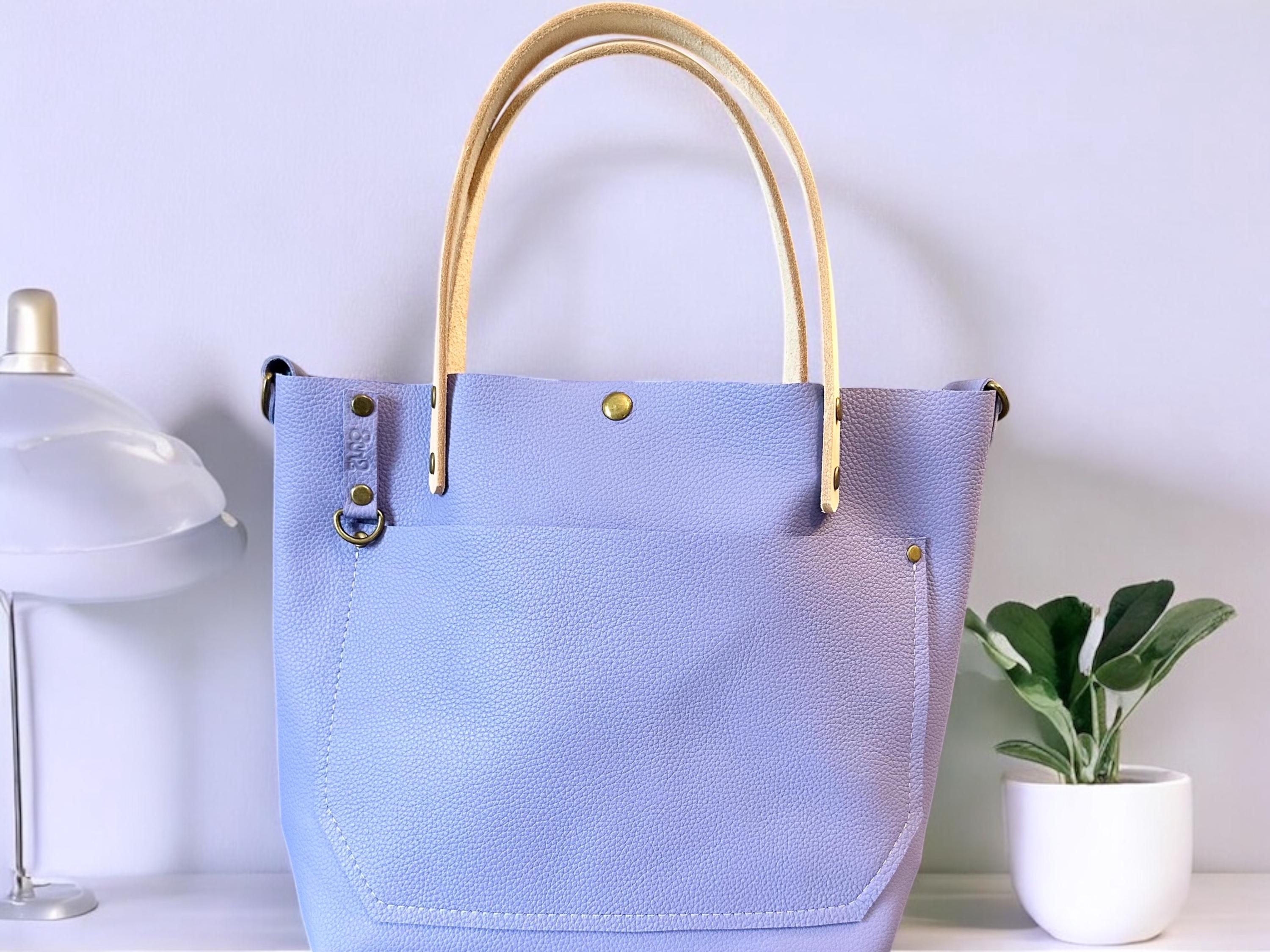 Full Grain Real Leather Authentic Pebbled Lavender Purple Leather RokStar Cross-Body Purse Handbag