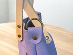 Full Grain Real Leather Authentic Pebbled Lavender Purple Leather RokStar Cross-Body Purse Handbag
