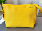 Full Grain Leather Zipper Pebbled Yellow Penny Shoulder Bag Purse or Crossbody Bag