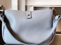 Handcrafted Pale Blue Leather Crossbody Bag – 1975 Boho Style Small