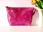 Full Grain Leather Zipper Pink Dog Penny Shoulder Bag Purse or Crossbody Bag