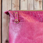Handcrafted Full Grain Leather Zipper Crossbody Bag - Pink Dog Mini Stevie Purse