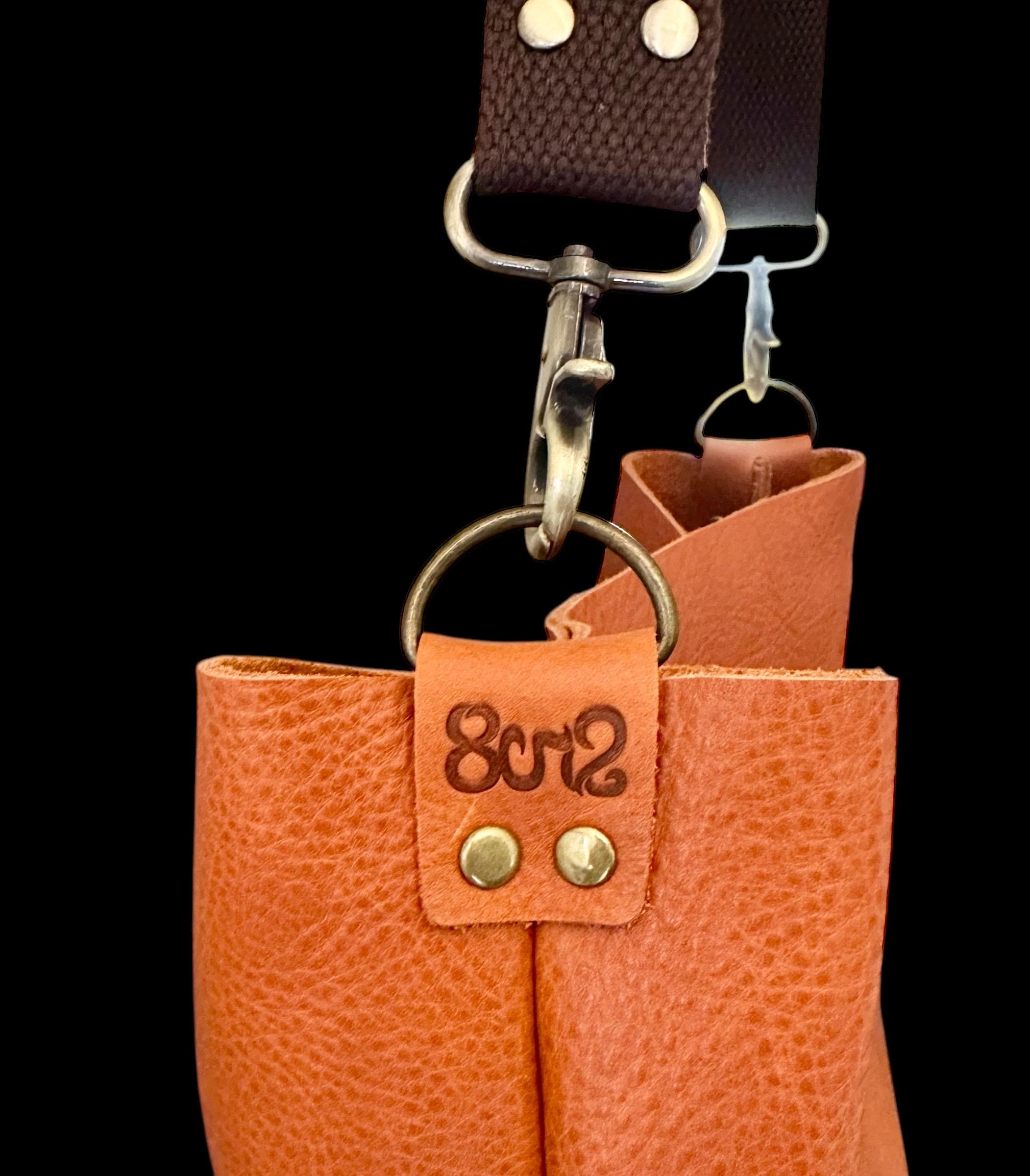 Full Grain Real Leather Autumn Orange Dog Hartlee Crossbody or Shoulder Bag Purse