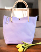 Full Grain Real Leather Authentic Pebbled Lavender Purple Leather RokStar Cross-Body Purse Handbag