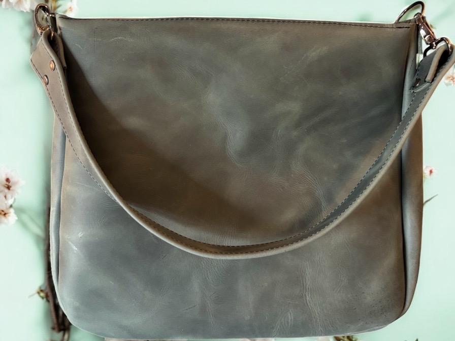 Full Grain Real Leather Zipper Mediterranean 1975 Boho Crossbody or Shoulder Bag Purse - Large