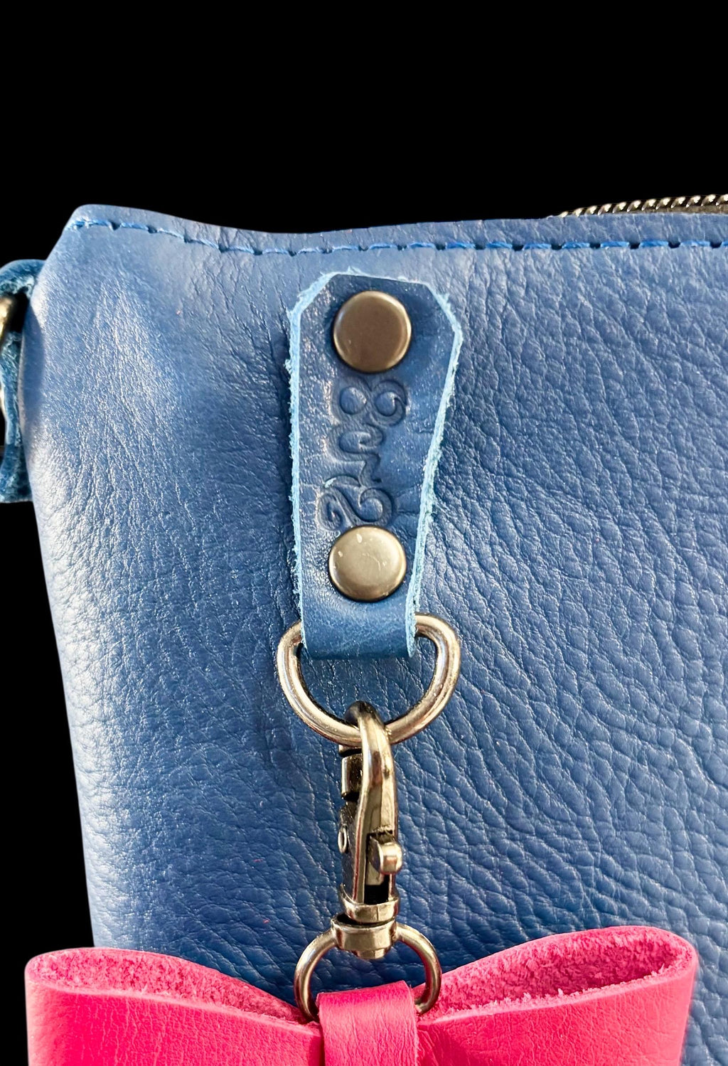Full Grain Leather Zipper Blue Dog Penny Shoulder Bag Purse or Crossbody Bag