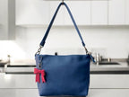 Full Grain Leather Zipper Blue Dog Penny Shoulder Bag Purse or Crossbody Bag