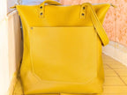 Full Grain Real Leather Zipper Pebbled Yellow Hartlee Crossbody or Shoulder Bag Purse
