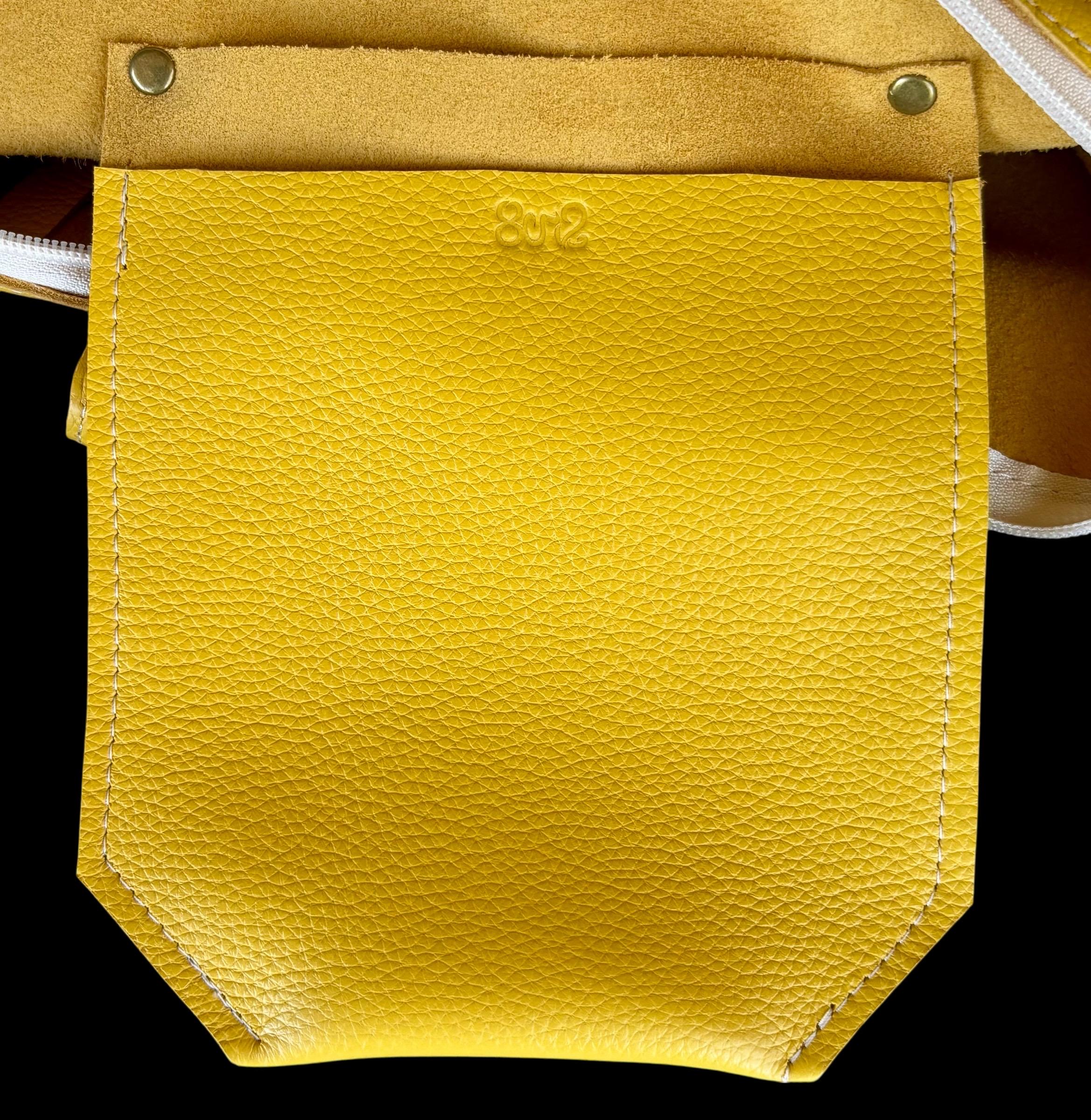 Full Grain Real Leather Zipper Pebbled Yellow Hartlee Crossbody or Shoulder Bag Purse