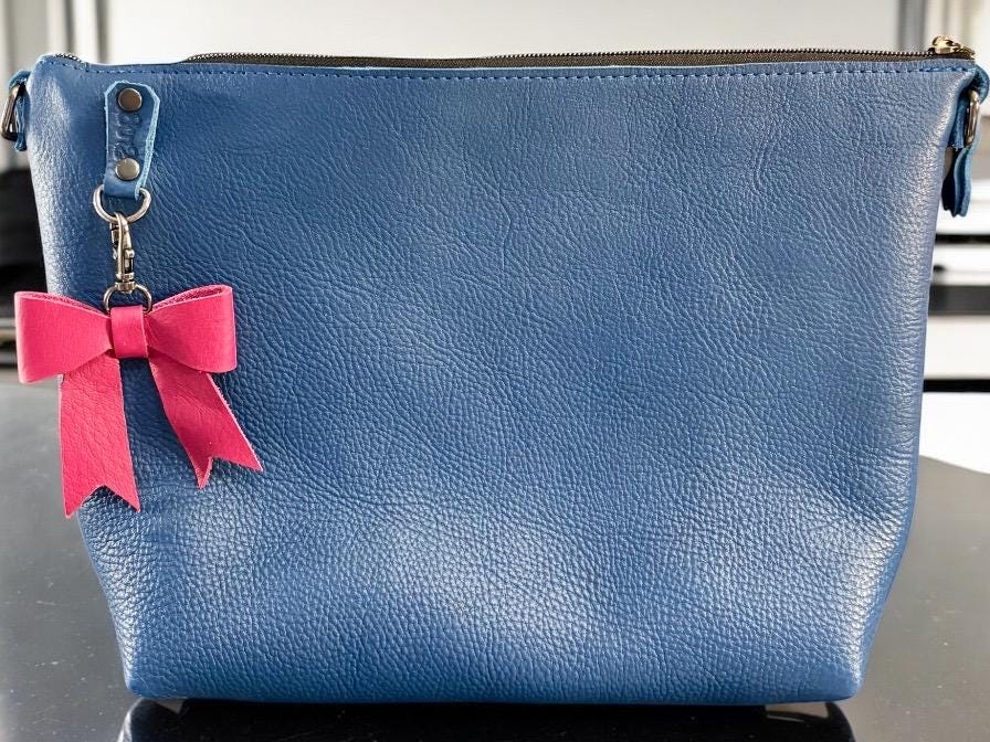 Full Grain Leather Zipper Blue Dog Penny Shoulder Bag Purse or Crossbody Bag