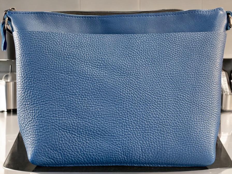 Full Grain Leather Zipper Blue Dog Penny Shoulder Bag Purse or Crossbody Bag