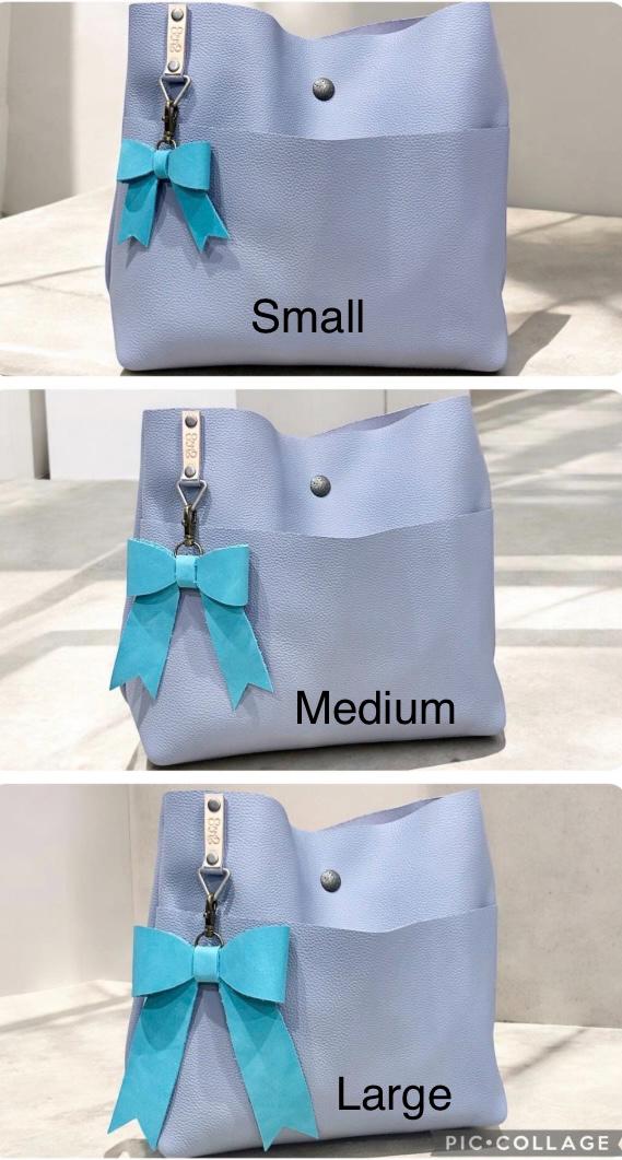 Full Grain Leather Bow -Tote Bag, Tassel, Bling, Embellishment Pink Dog, Blue Dog