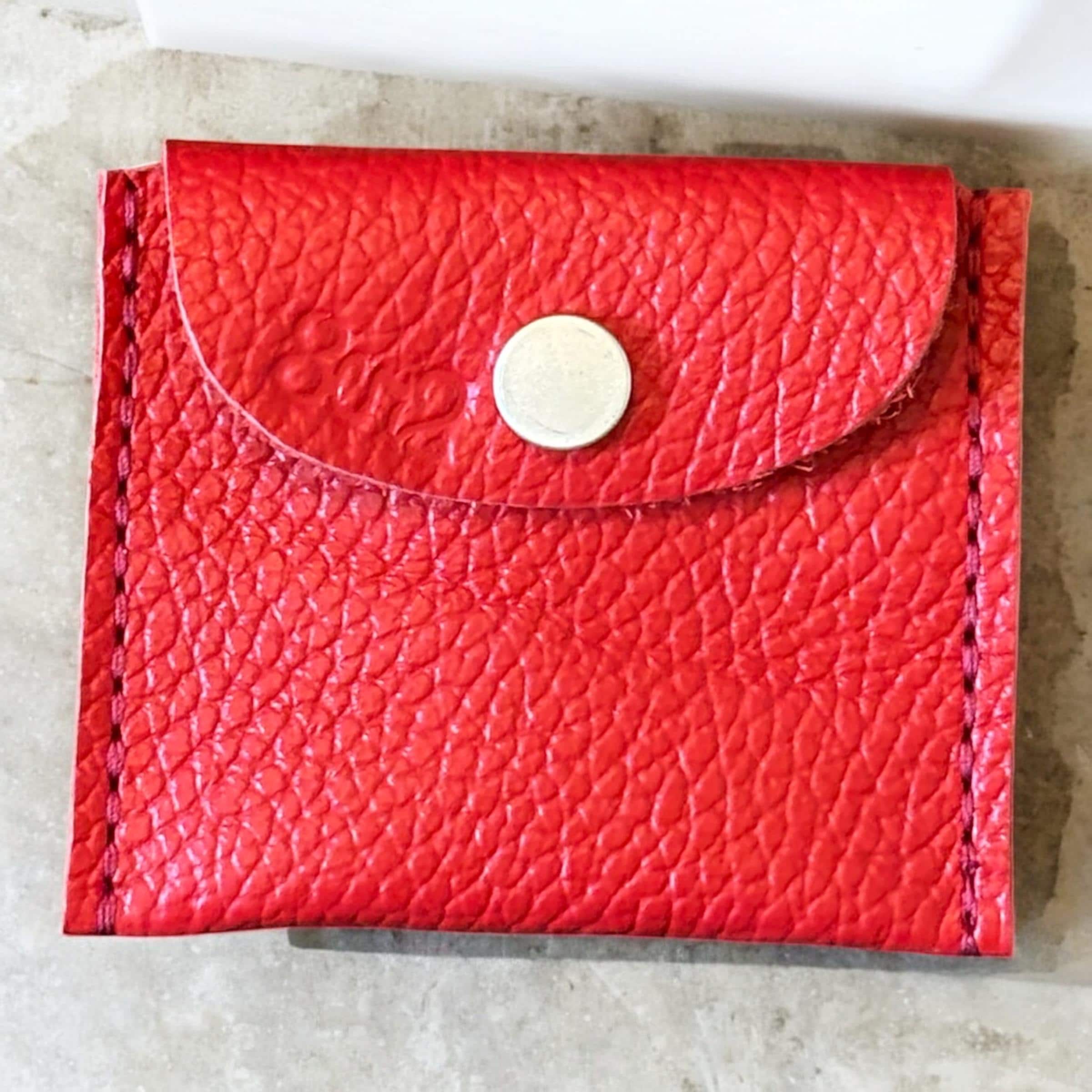 Genuine Authentic Real Leather Hazel Coin Pouch Red, White & Blue USA 4th of July