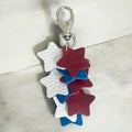 Full Grain Leather Star Tassel, Red White Blue Bag Charm