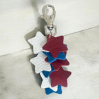 Full Grain Leather Star Tassel, Red White Blue Bag Charm