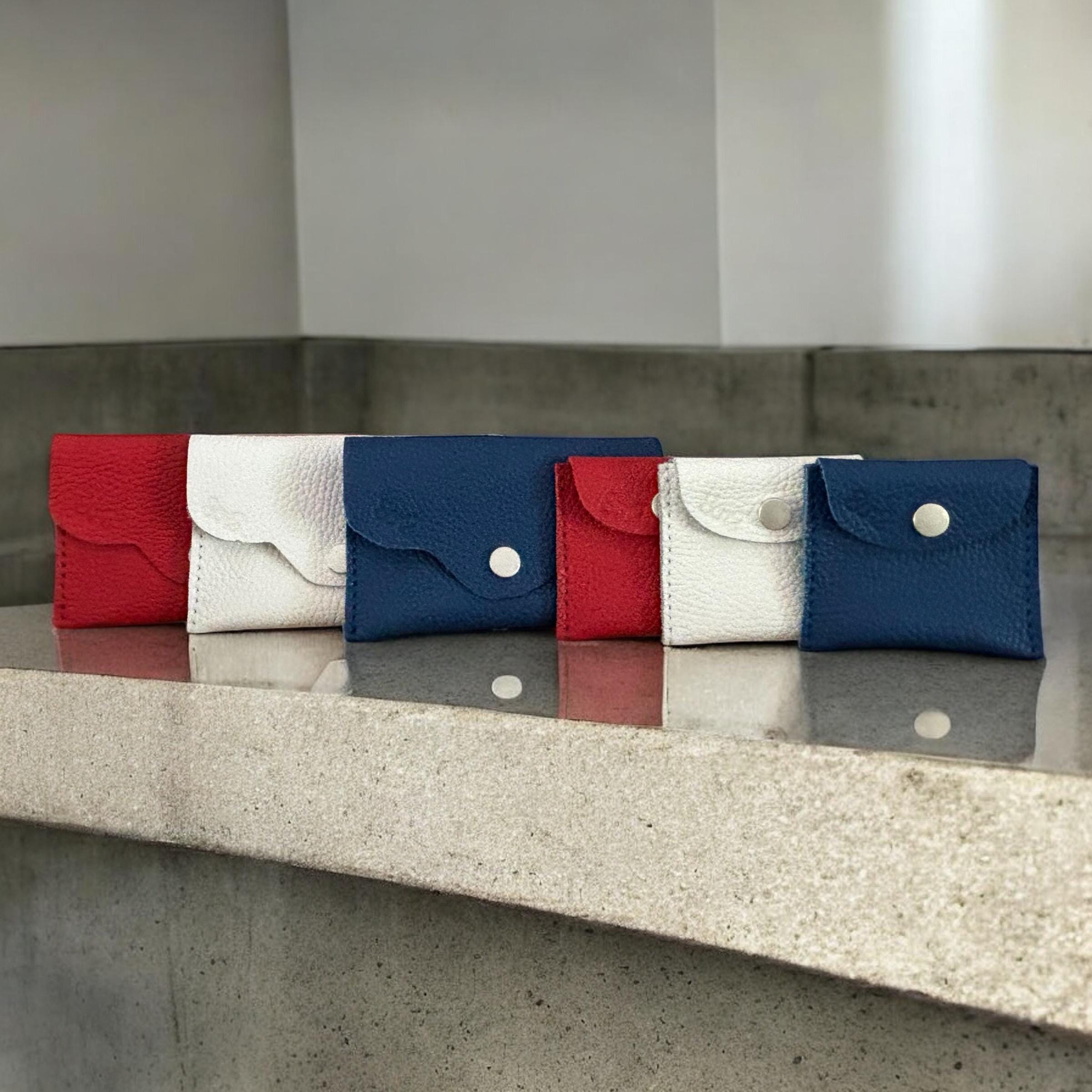 Genuine Authentic Real Leather Hazel Coin Pouch Red, White & Blue USA 4th of July