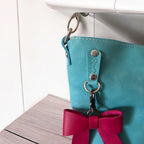 Full Grain Leather Zipper Aqua Penny Shoulder Bag Purse or Crossbody Bag